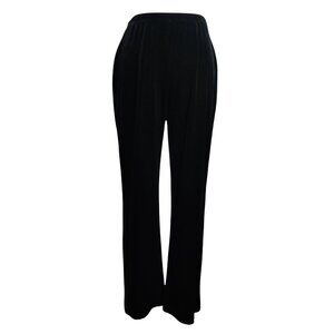 Petite Sophisticate Womens M Pants Black Velour Stretch Wide Leg Lounge Vintage